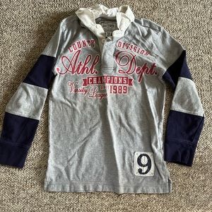 Children’s Place Size 7/8 Polo shirt, navy & grey, good used condition